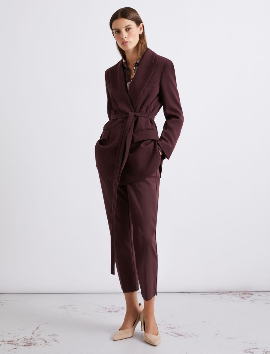 cady-jacke mit gürtel - bordeaux