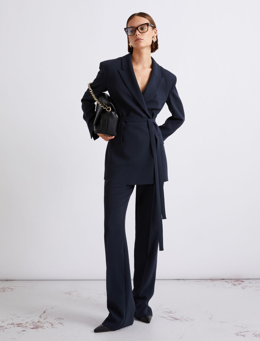 cady-jacke mit gürtel - marineblau