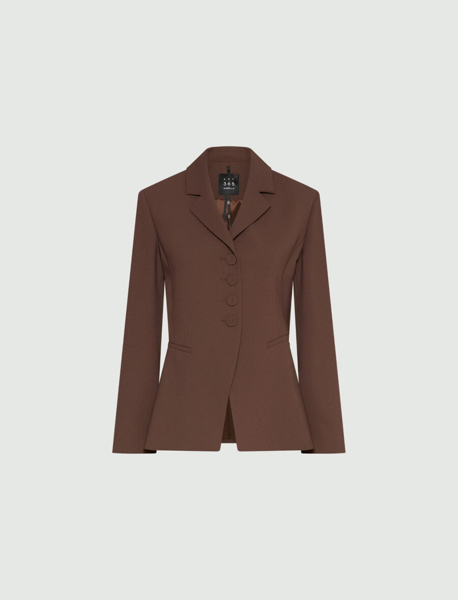 halbtaillierter envers-satinblazer – braun