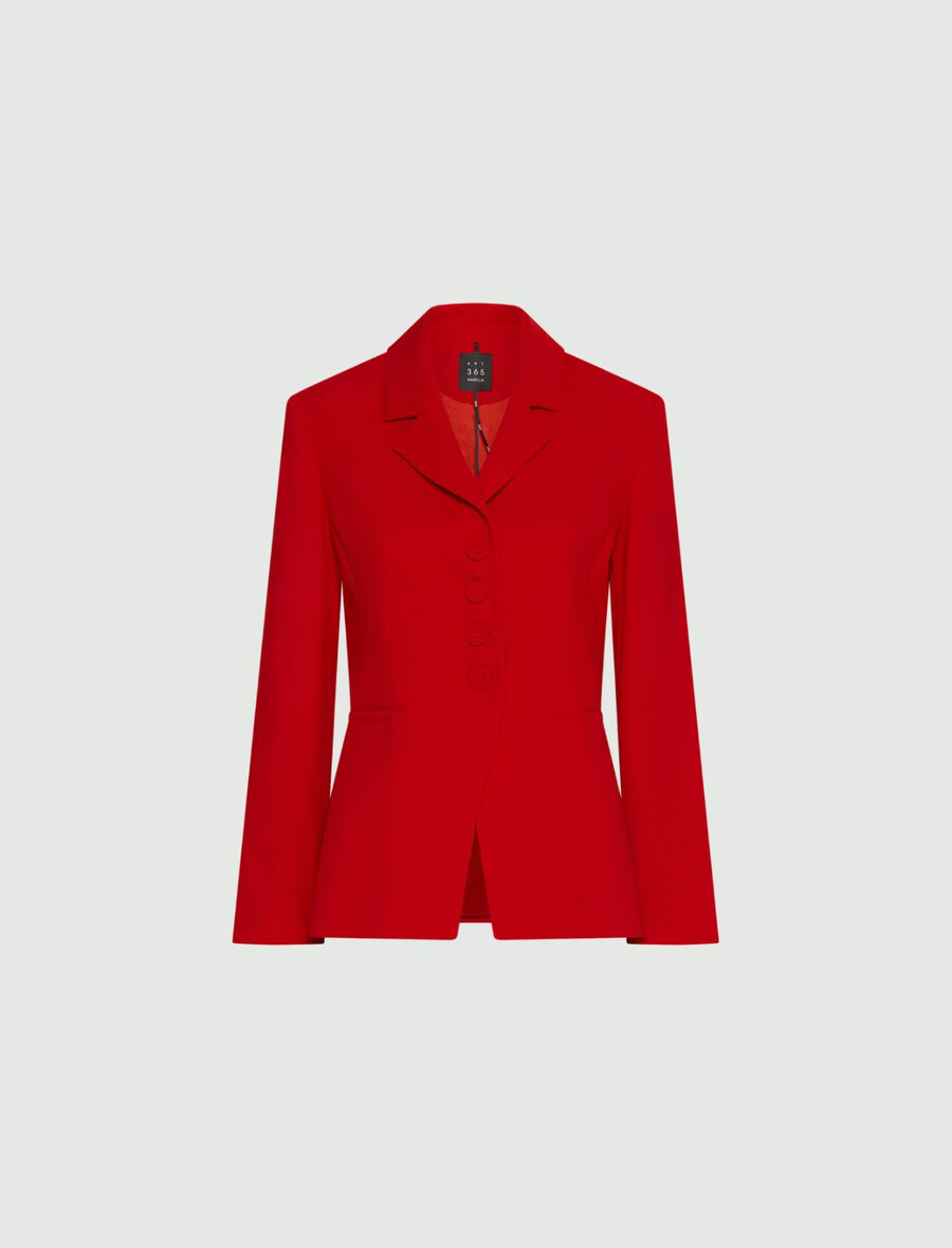 halbtaillierter envers-satinblazer – rot