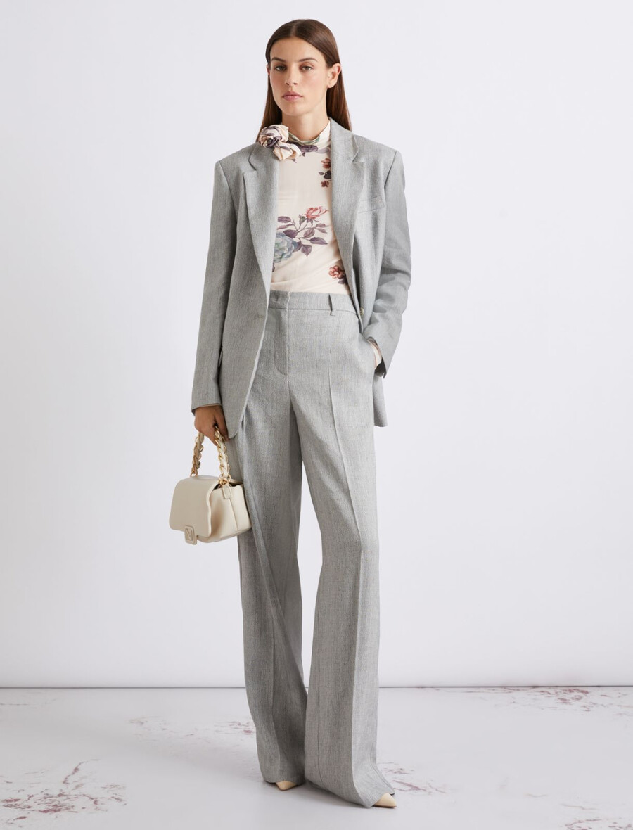 grisaille-blazer aus stretch-leinenmischung - grau