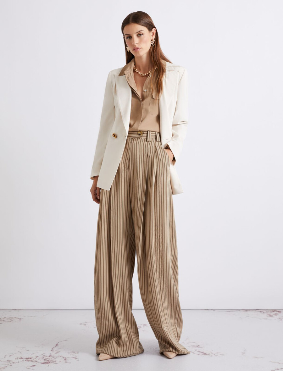 doppelreihiger stretch-canvas-blazer – weiss