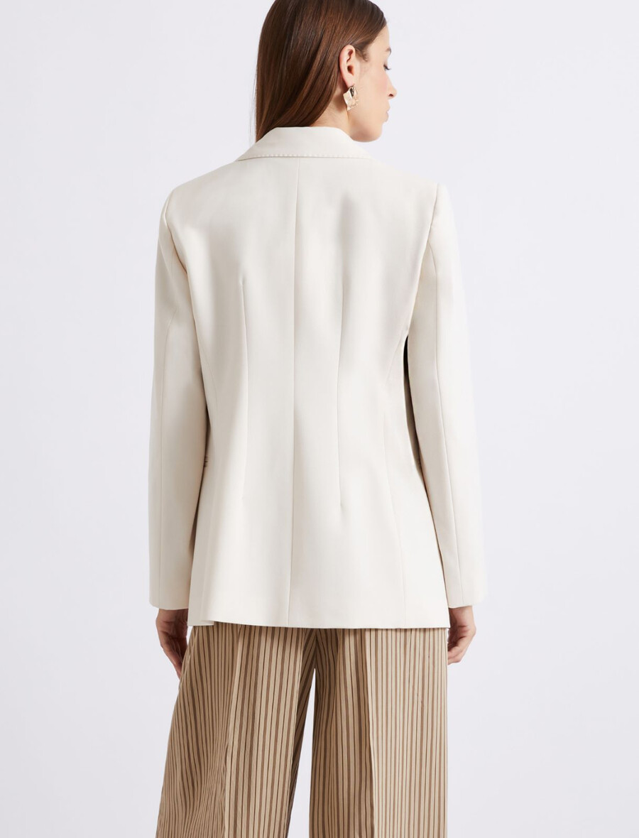 doppelreihiger stretch-canvas-blazer – weiss