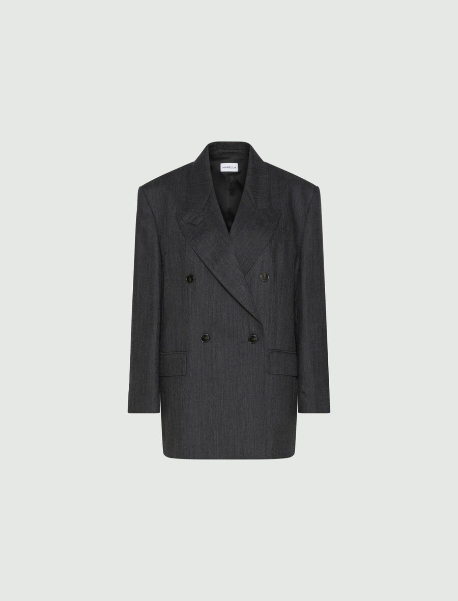 zweireihiger wollblazer - grau