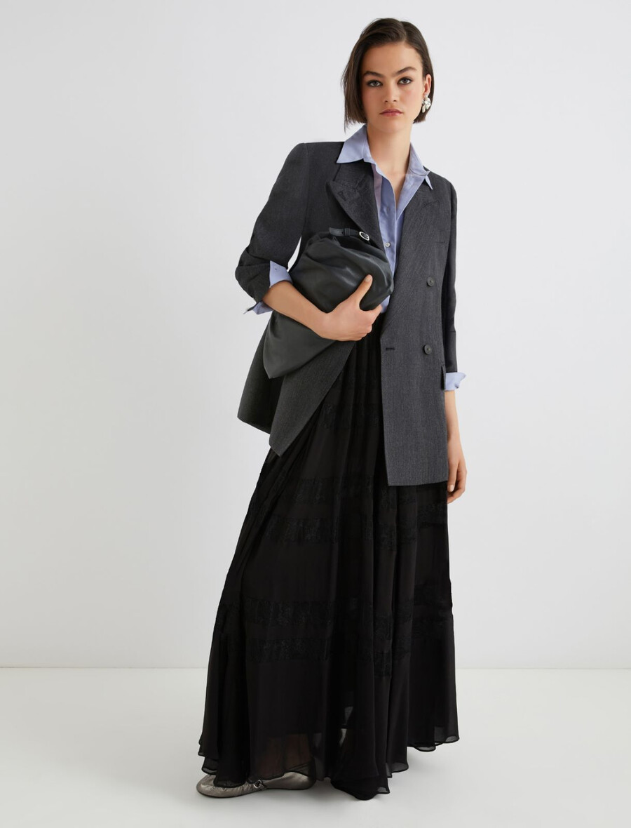 zweireihiger wollblazer - grau