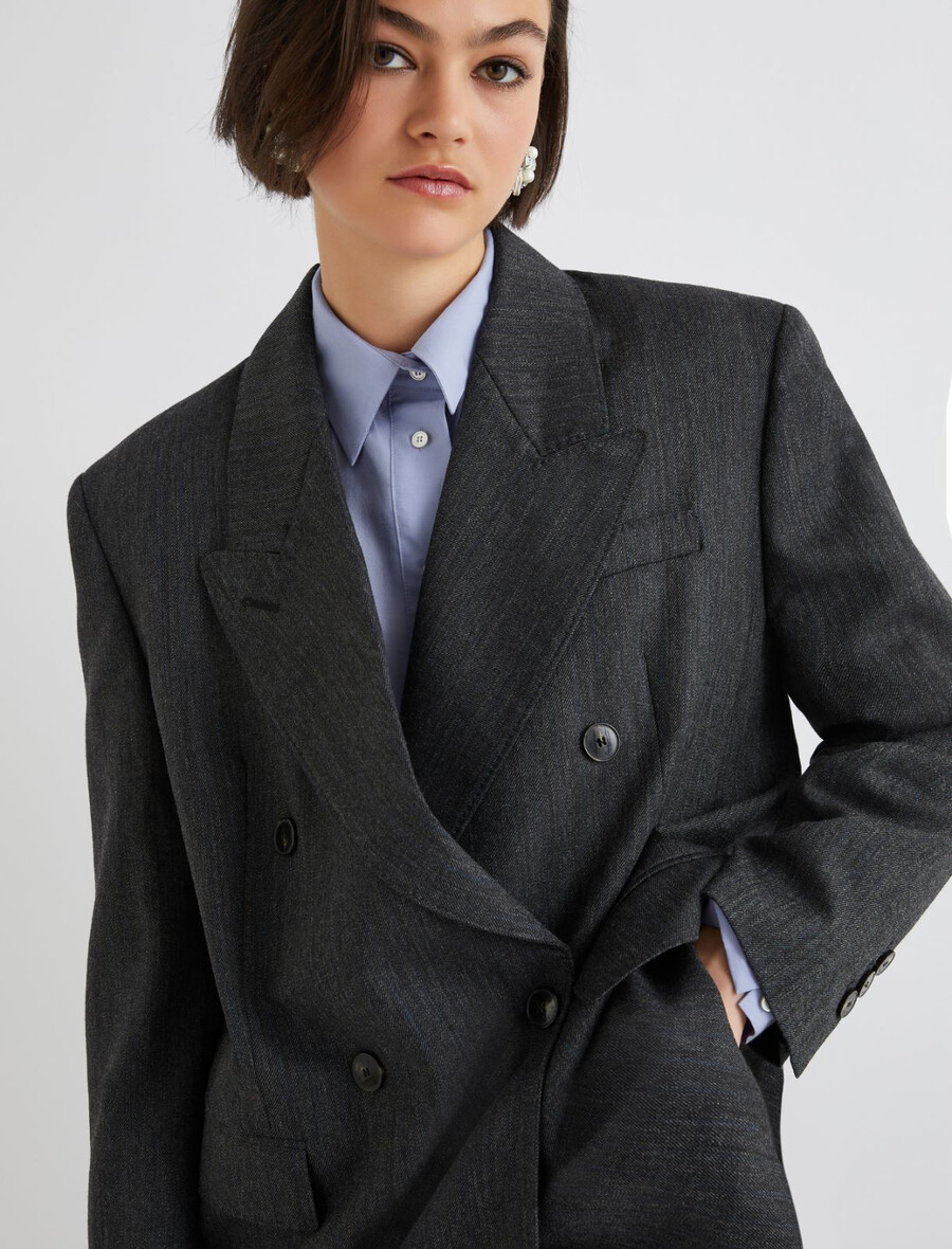 zweireihiger wollblazer - grau