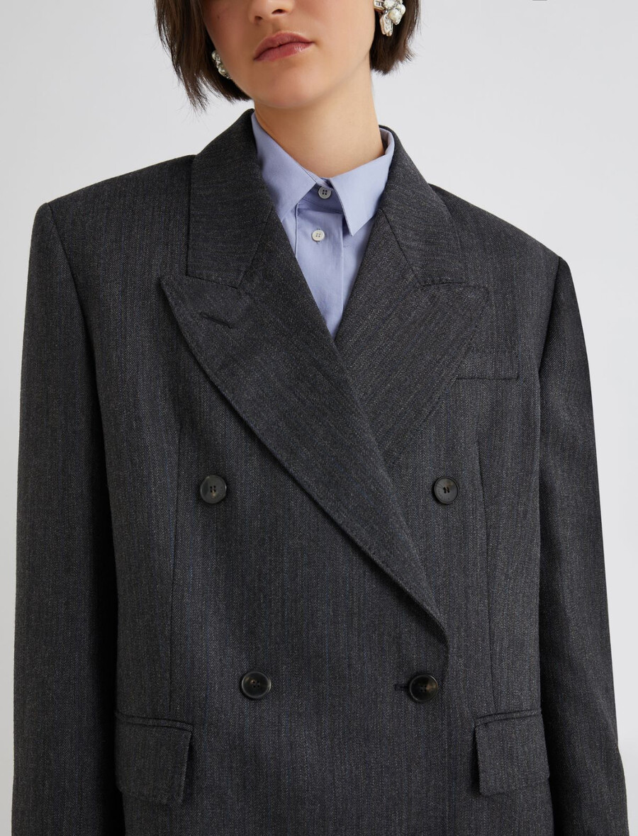 zweireihiger wollblazer - grau