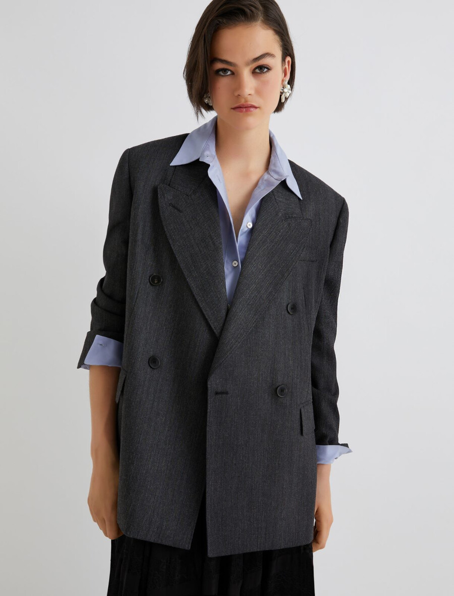 zweireihiger wollblazer - grau