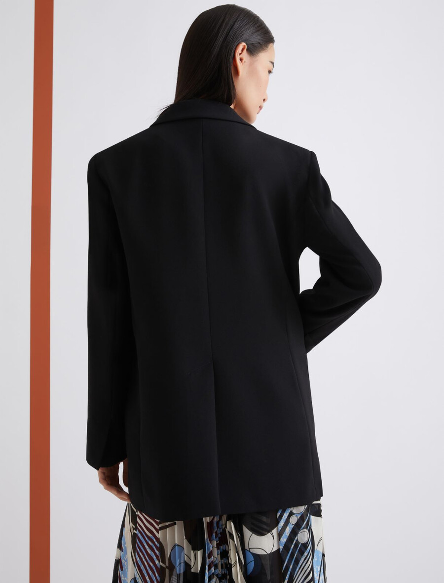 gerade geschnittene envers-satinjacke – schwarz