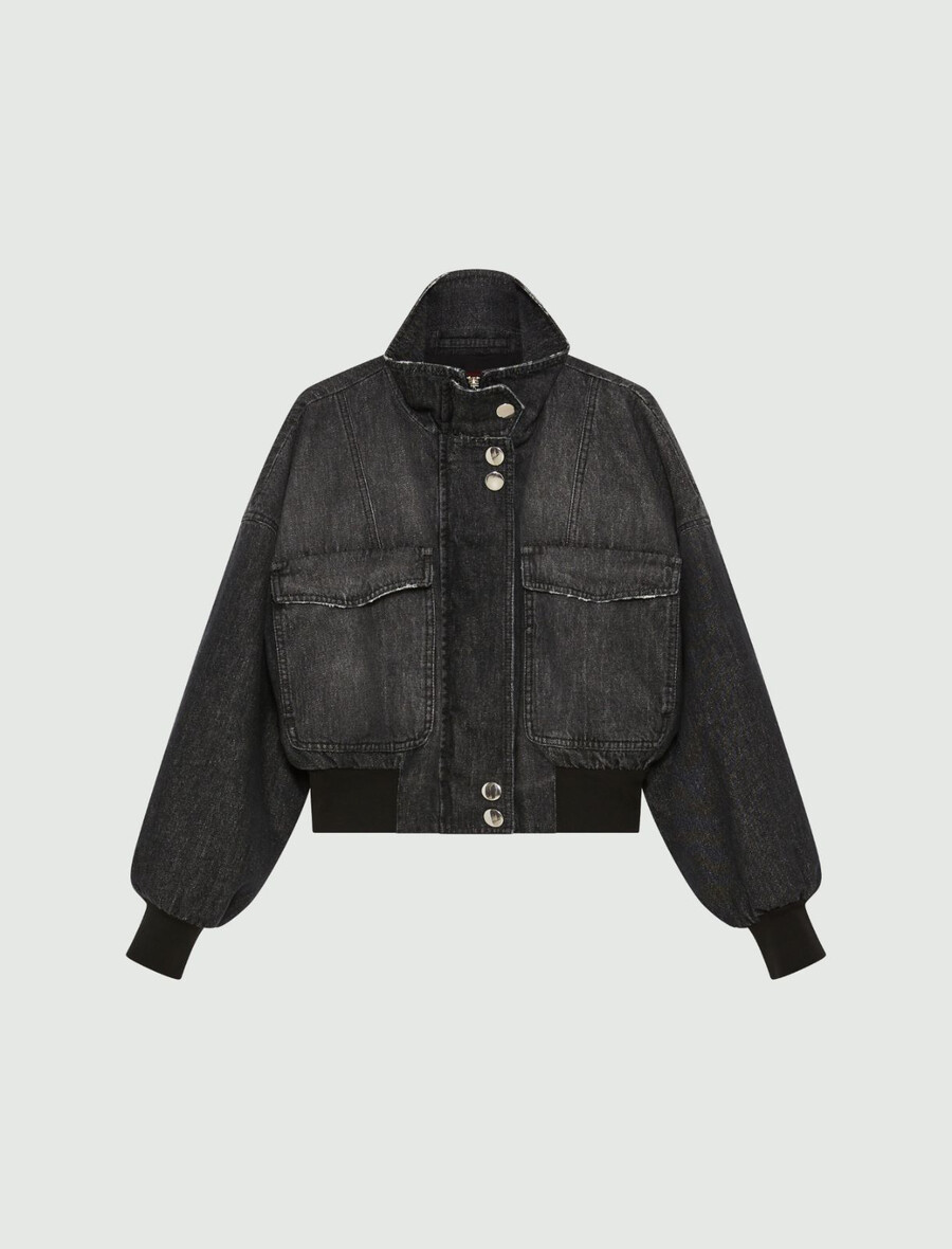 jeans-bomberjacke - schwarz