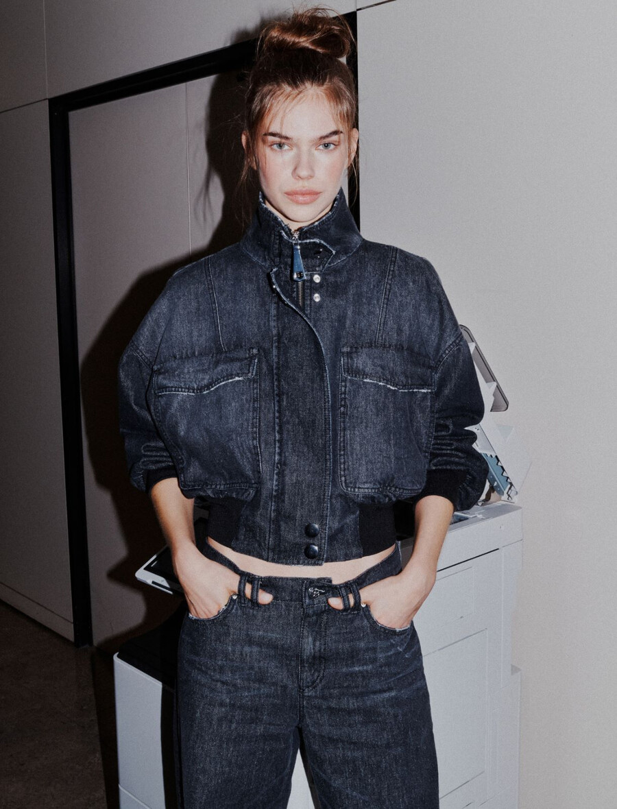 jeans-bomberjacke - schwarz