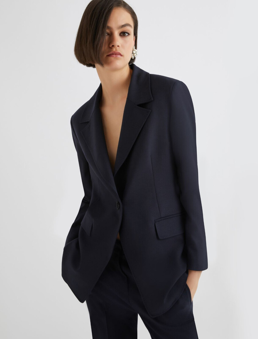 jacke mit halbem gürteldetail - marineblau
