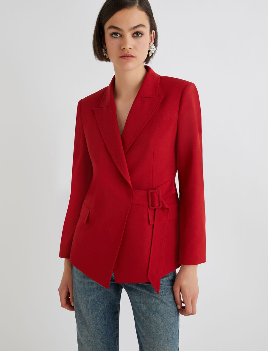 schmal geschnittene jacke mit schnallen – rot