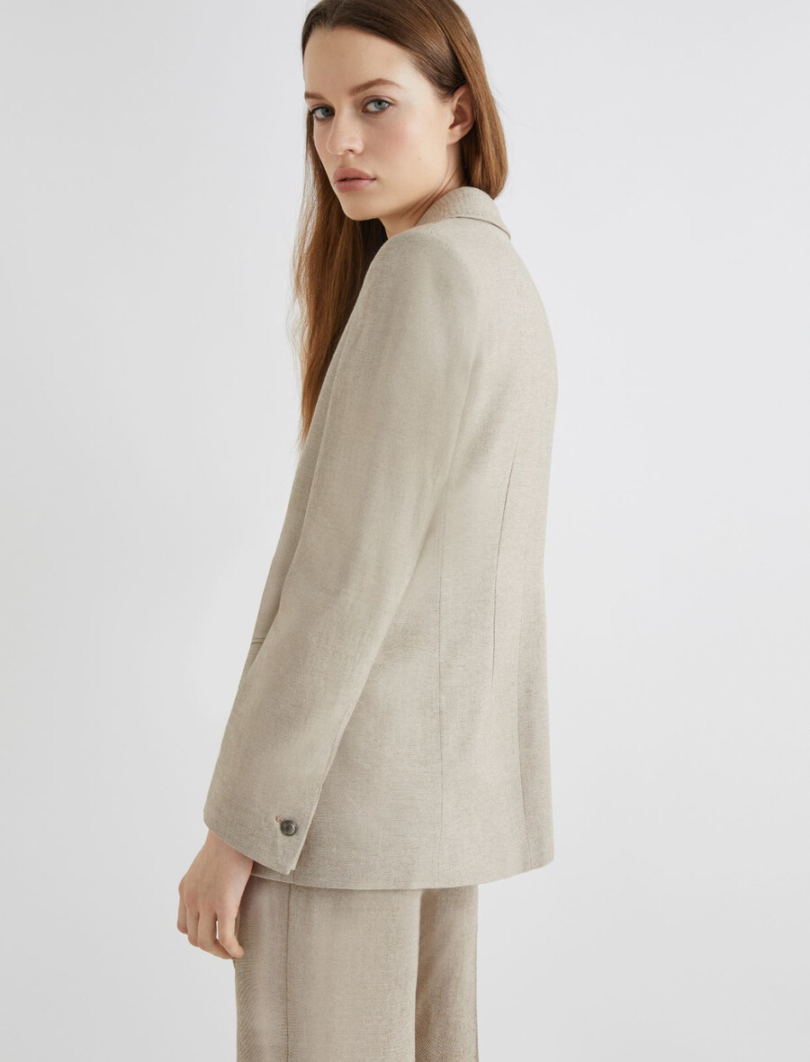 doppelreihiger blazer aus wollmischgewebe - haselnussbraun