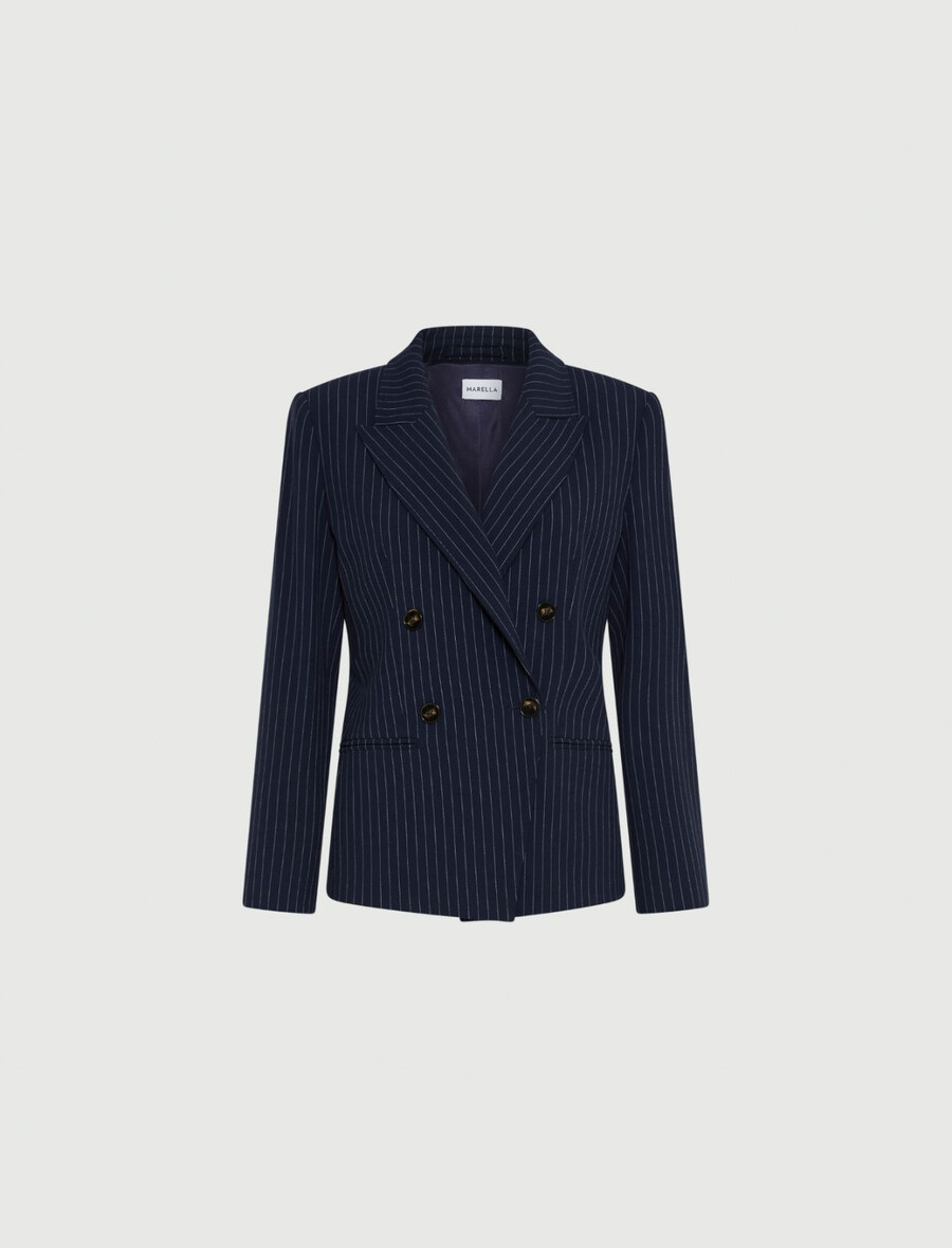blazer aus stretch-canvas – marineblau