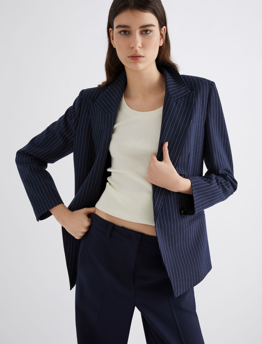blazer aus stretch-canvas – marineblau