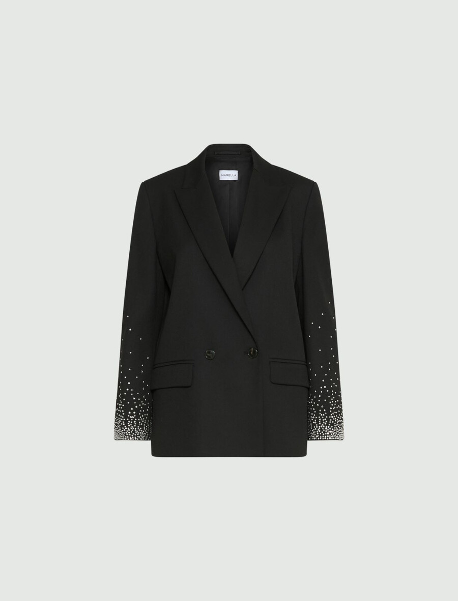 gerade geschnittener stretchblazer – schwarz