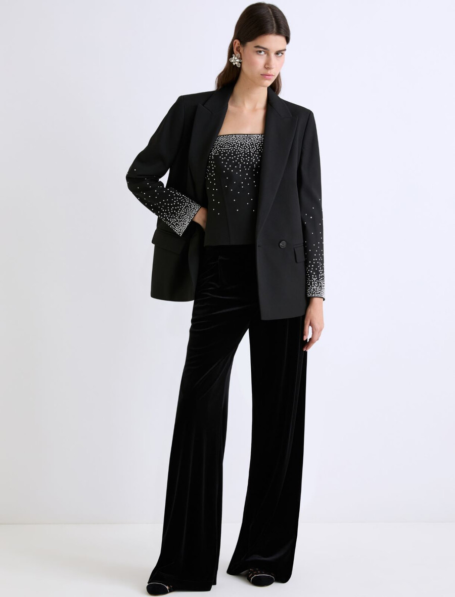 gerade geschnittener stretchblazer – schwarz