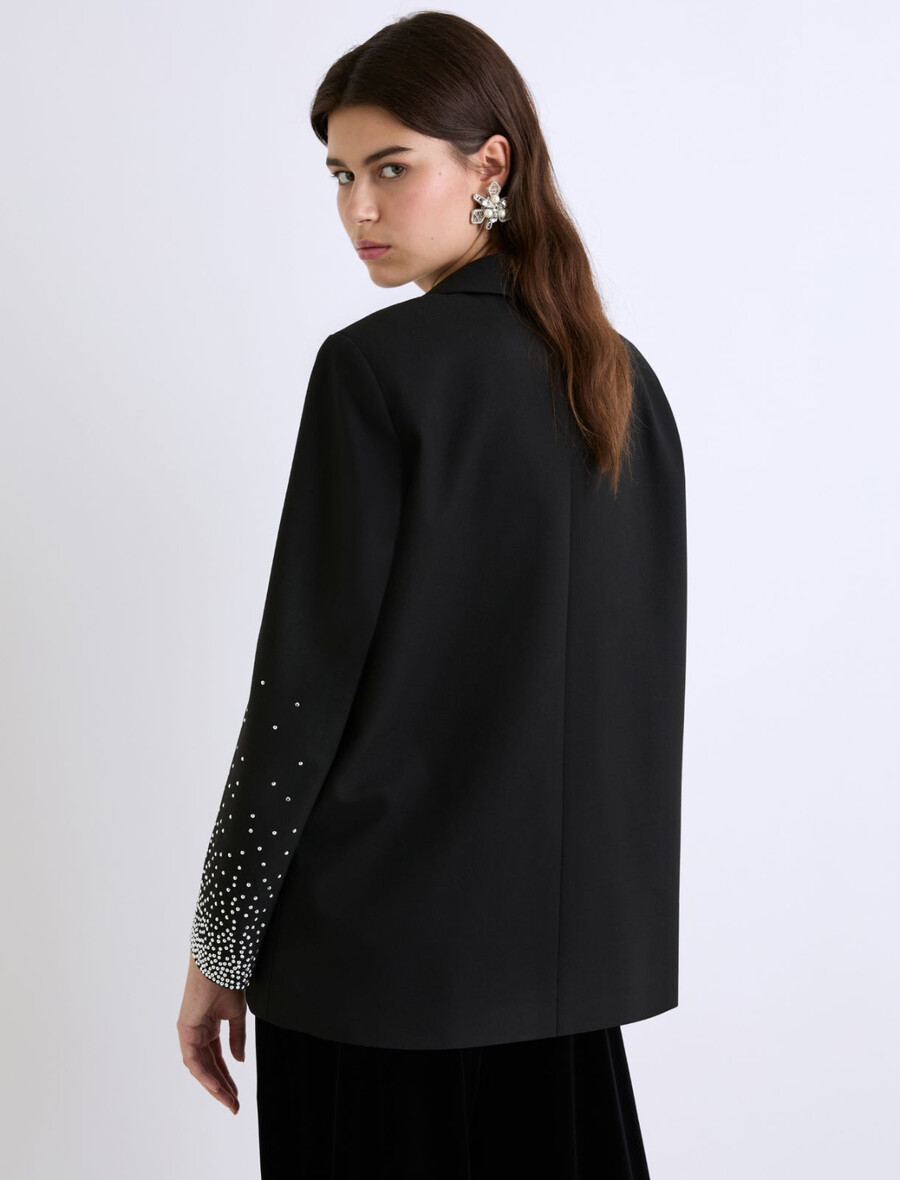 gerade geschnittener stretchblazer – schwarz