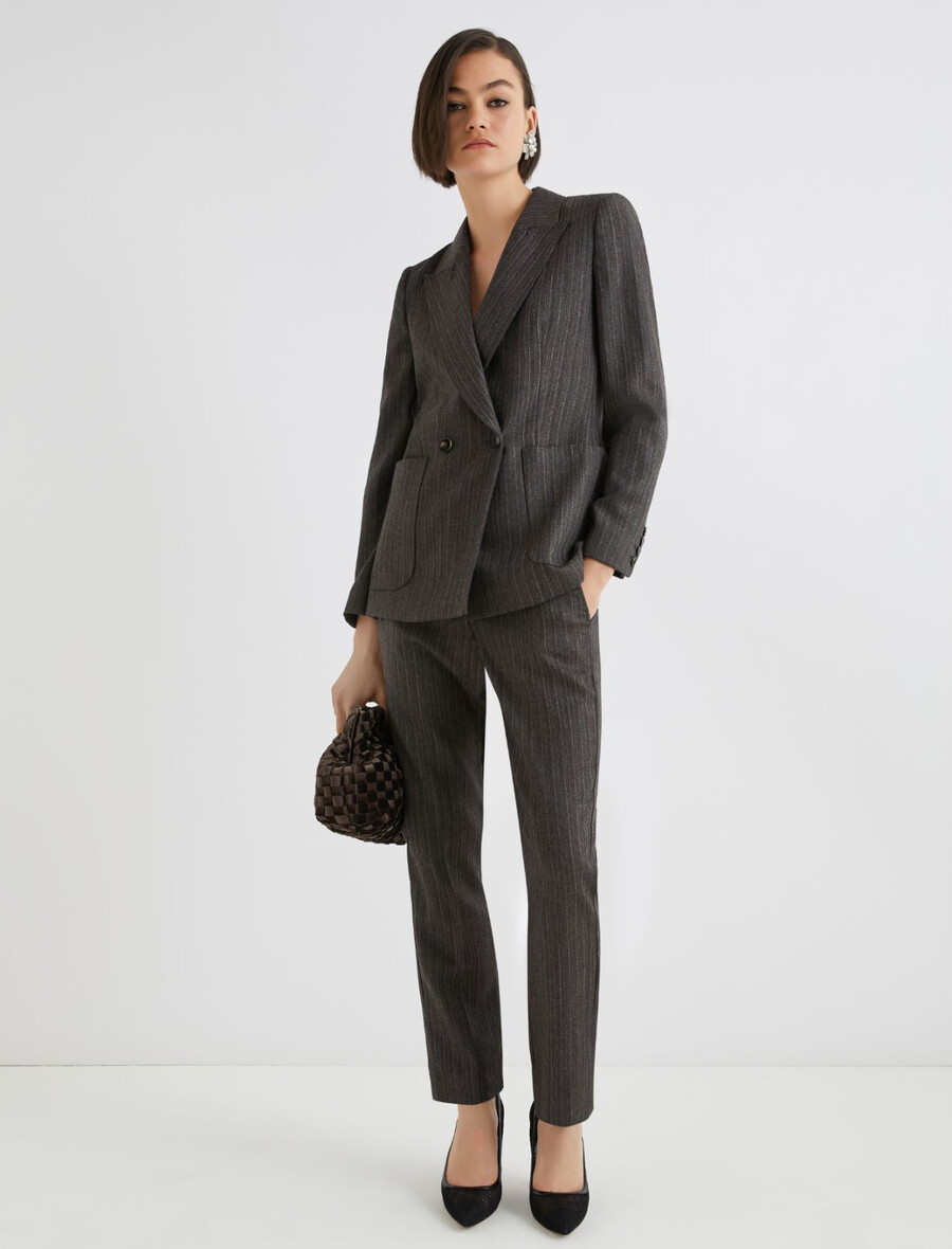 zweireihiger blazer aus reiner wolle – braun