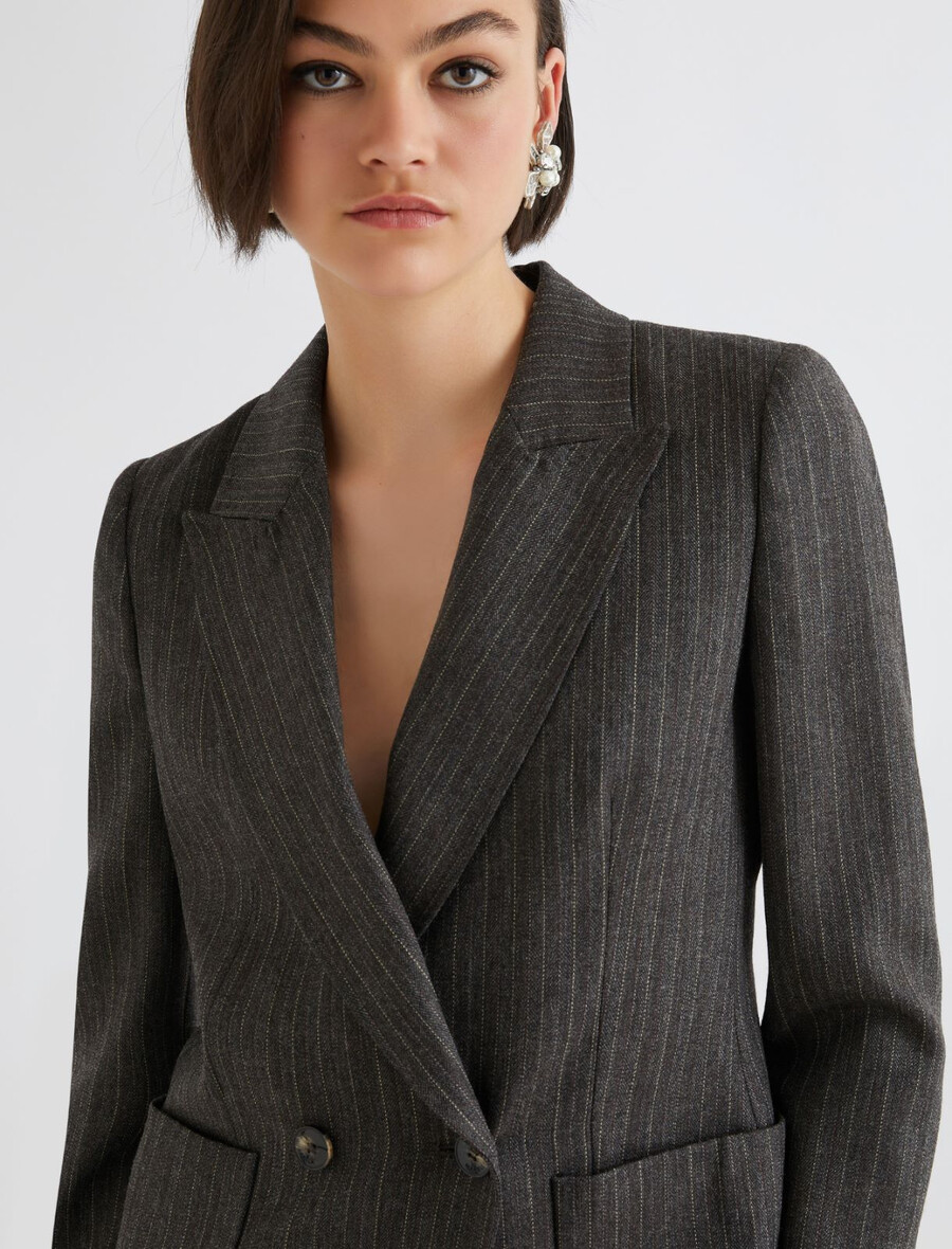 zweireihiger blazer aus reiner wolle – braun