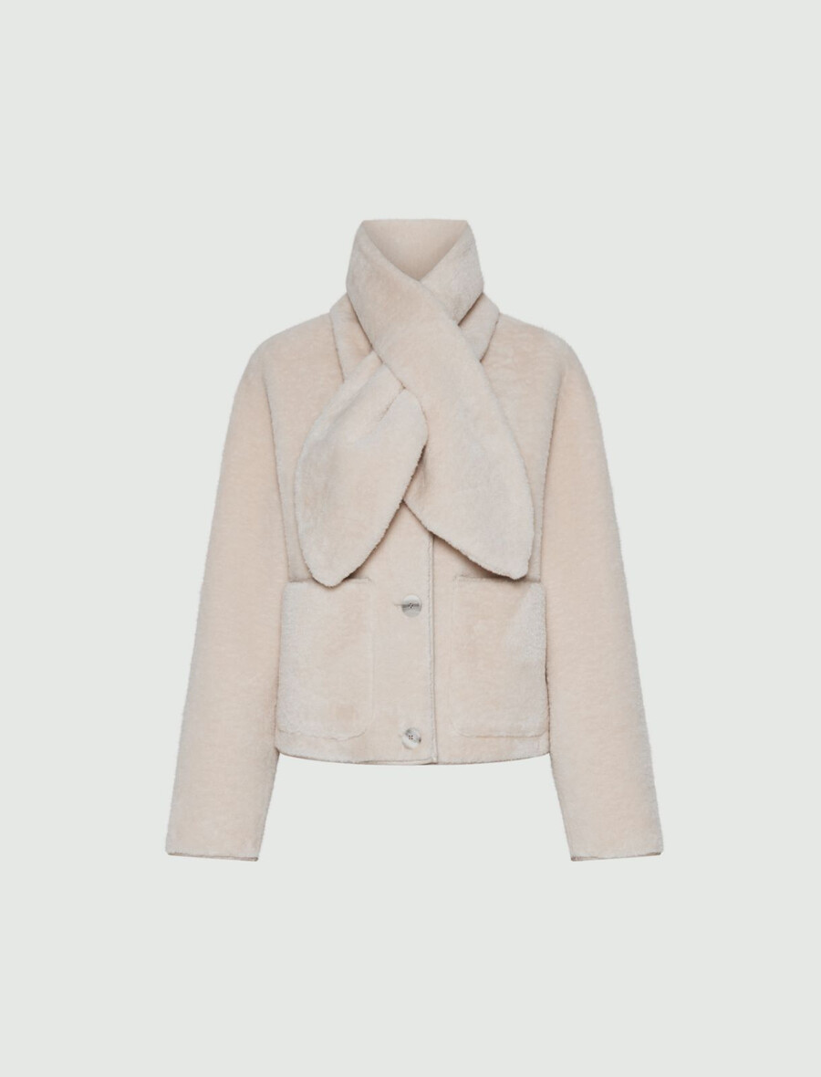 kurze jacke mit schaldetail – creme
