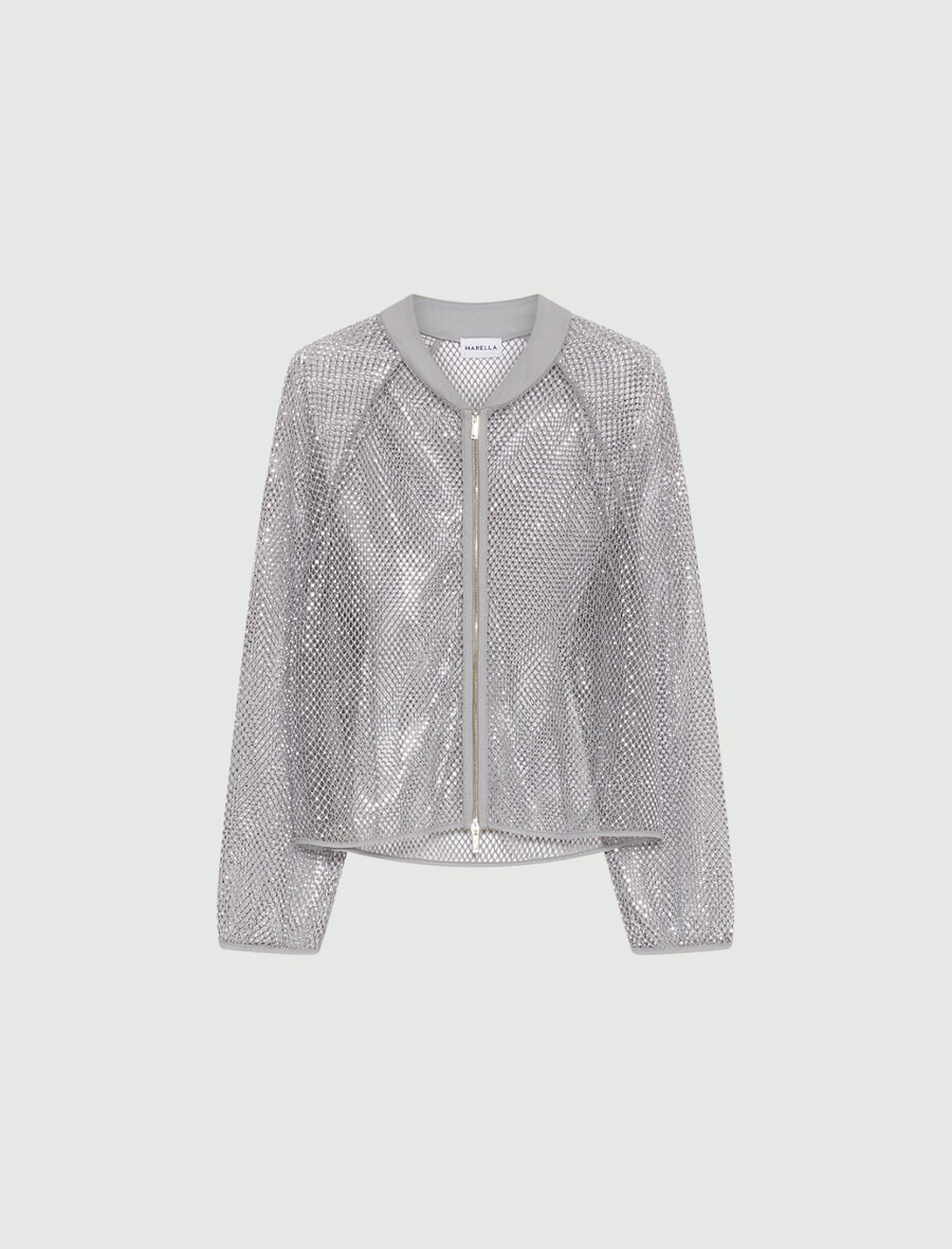 strass-mesh-blousonjacke - grau
