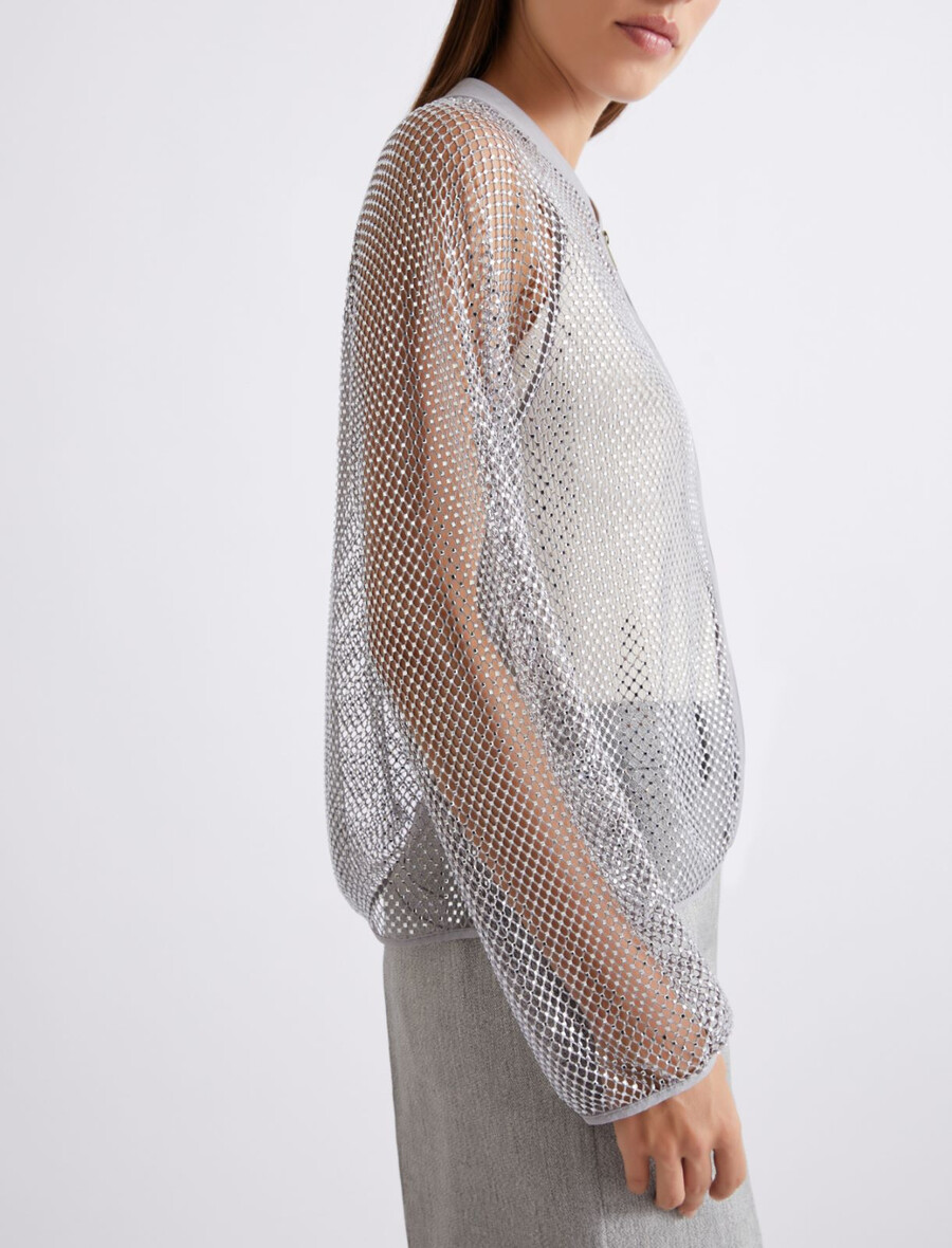 strass-mesh-blousonjacke - grau