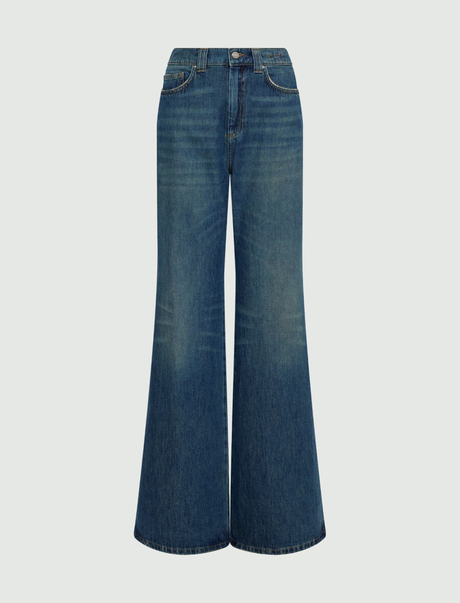 hochgeschnittene weite jeans – marineblau