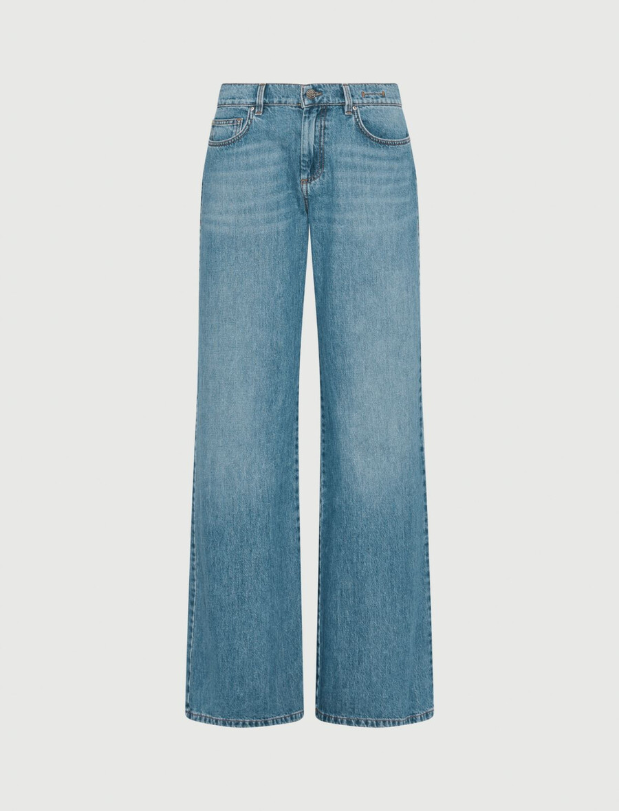 hüftjeans mit weitem bein - delave` blau