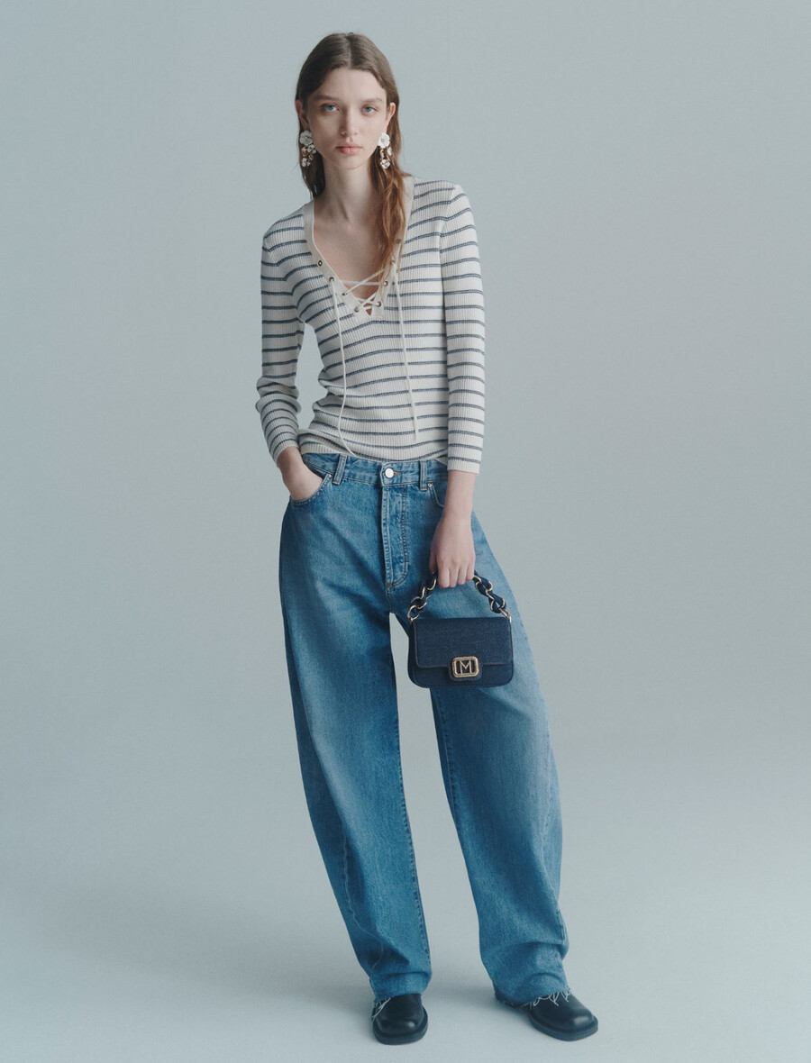 lässige jeans mit weitem bein - delave` blau