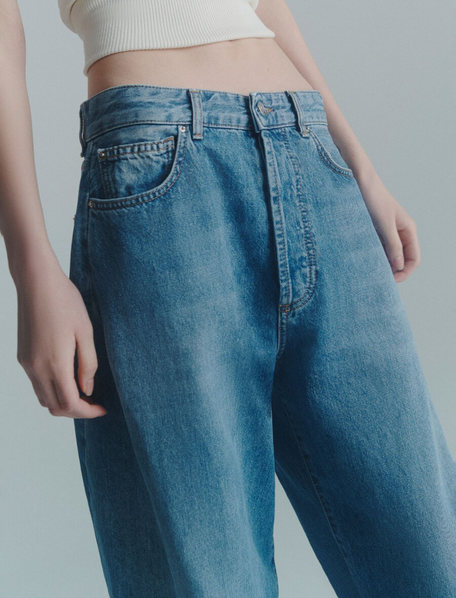 lässige jeans mit weitem bein - delave` blau