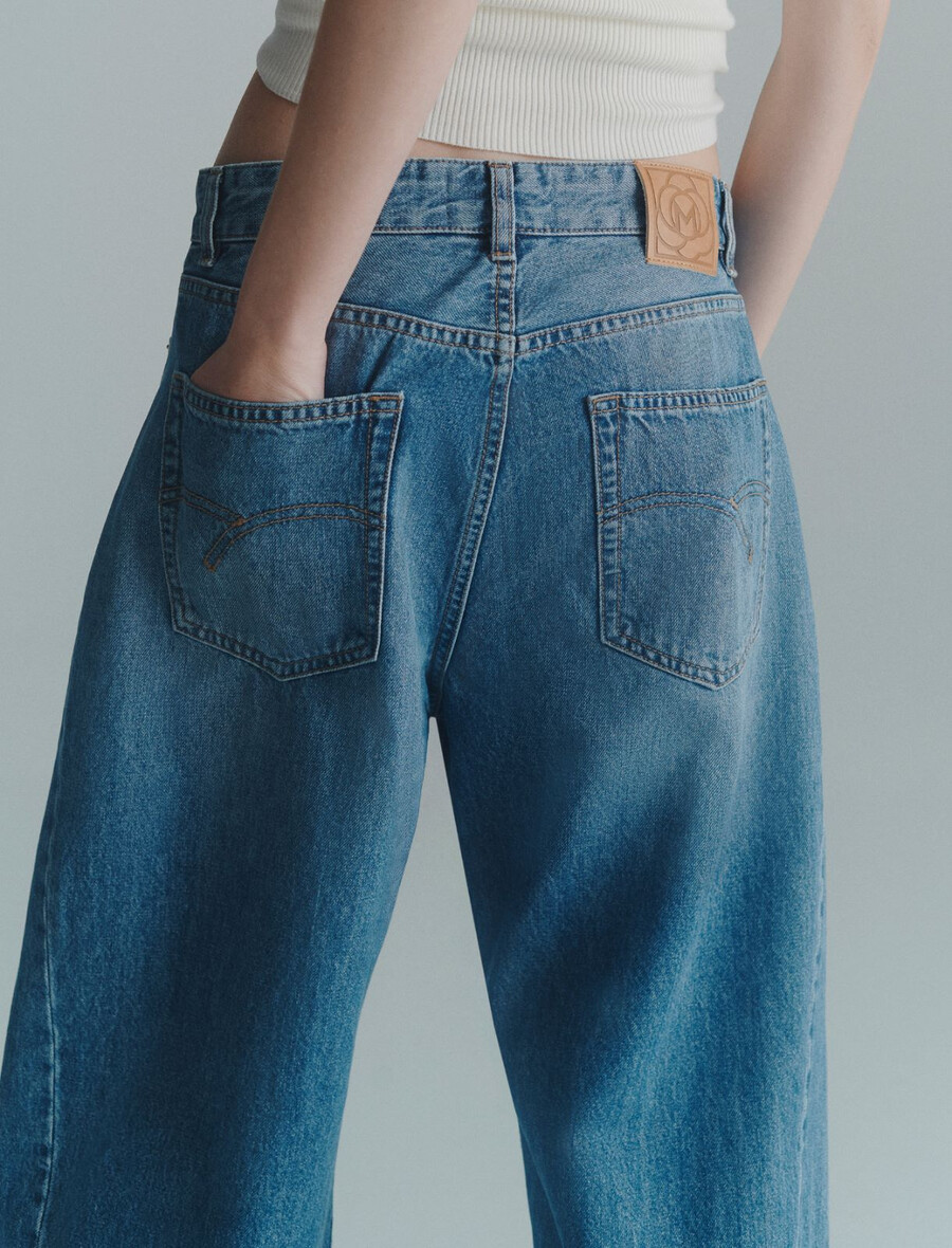 lässige jeans mit weitem bein - delave` blau