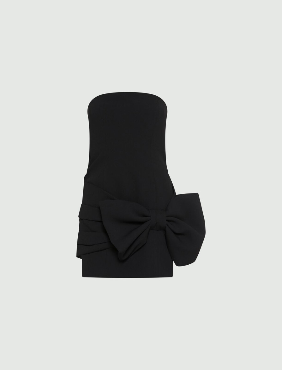 satin-bustierkleid mit schleifendetail – schwarz