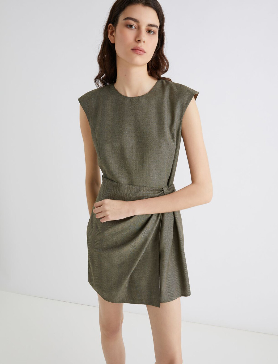 etuikleid aus twill - kaki