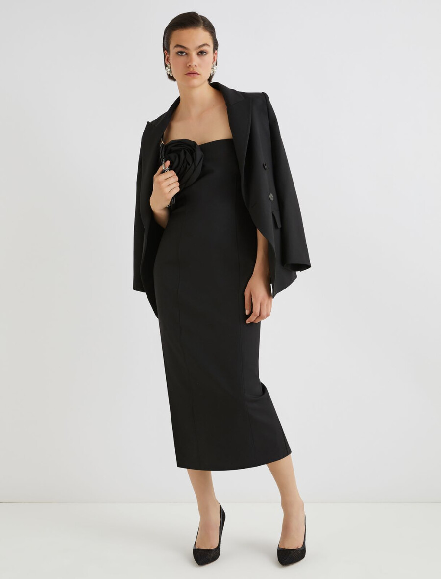 bustierkleid aus stretch-gabardine - schwarz