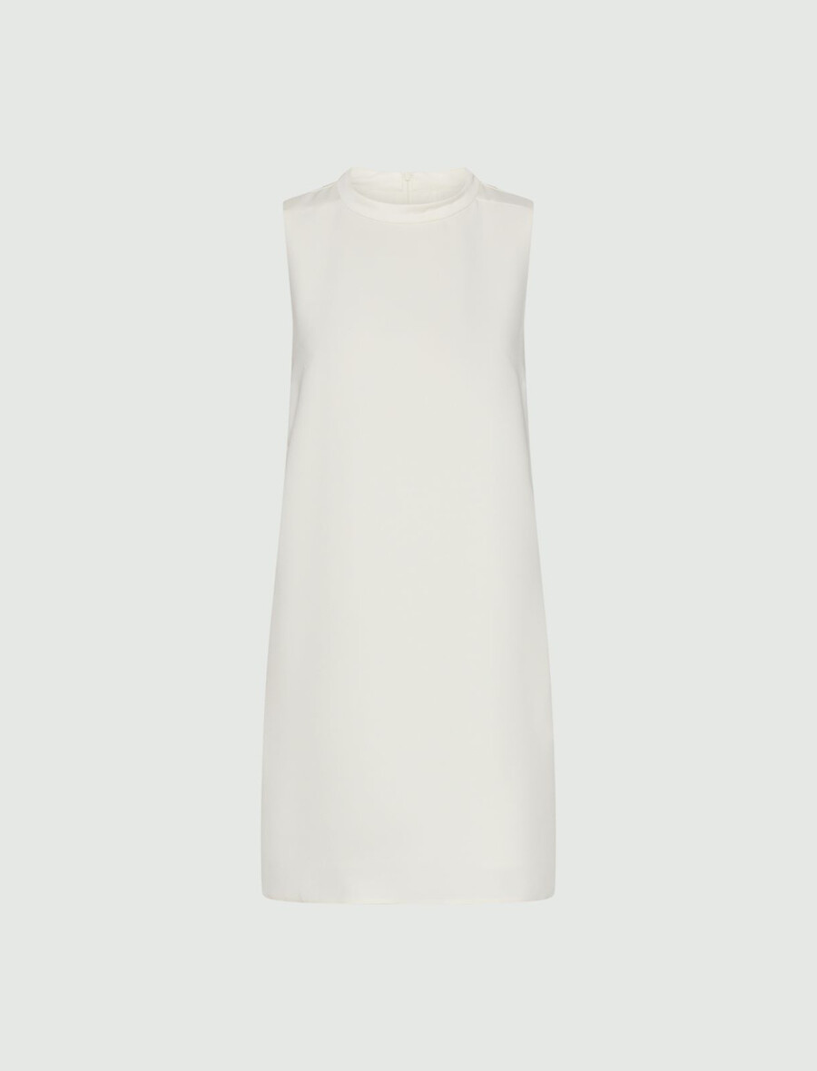 Ärmelloses kleid aus crêpe-envers-satin - wolle weiss