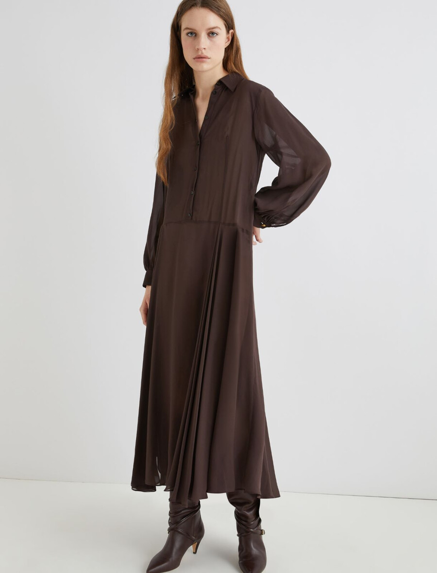 georgette-hemdkleid - braun