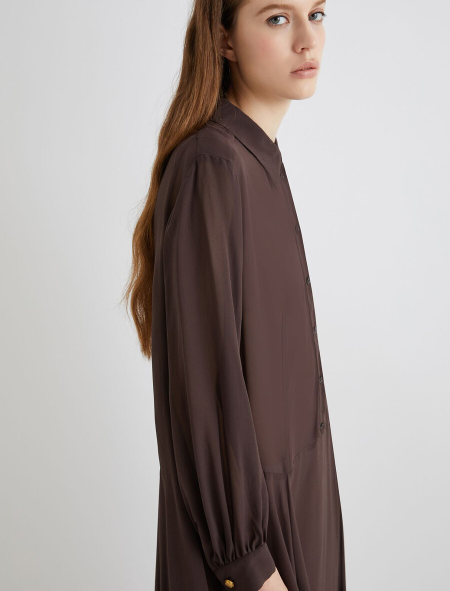 georgette-hemdkleid - braun