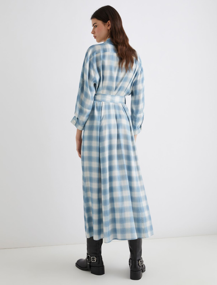 hemdkleid aus bedruckter viskose – staubblau