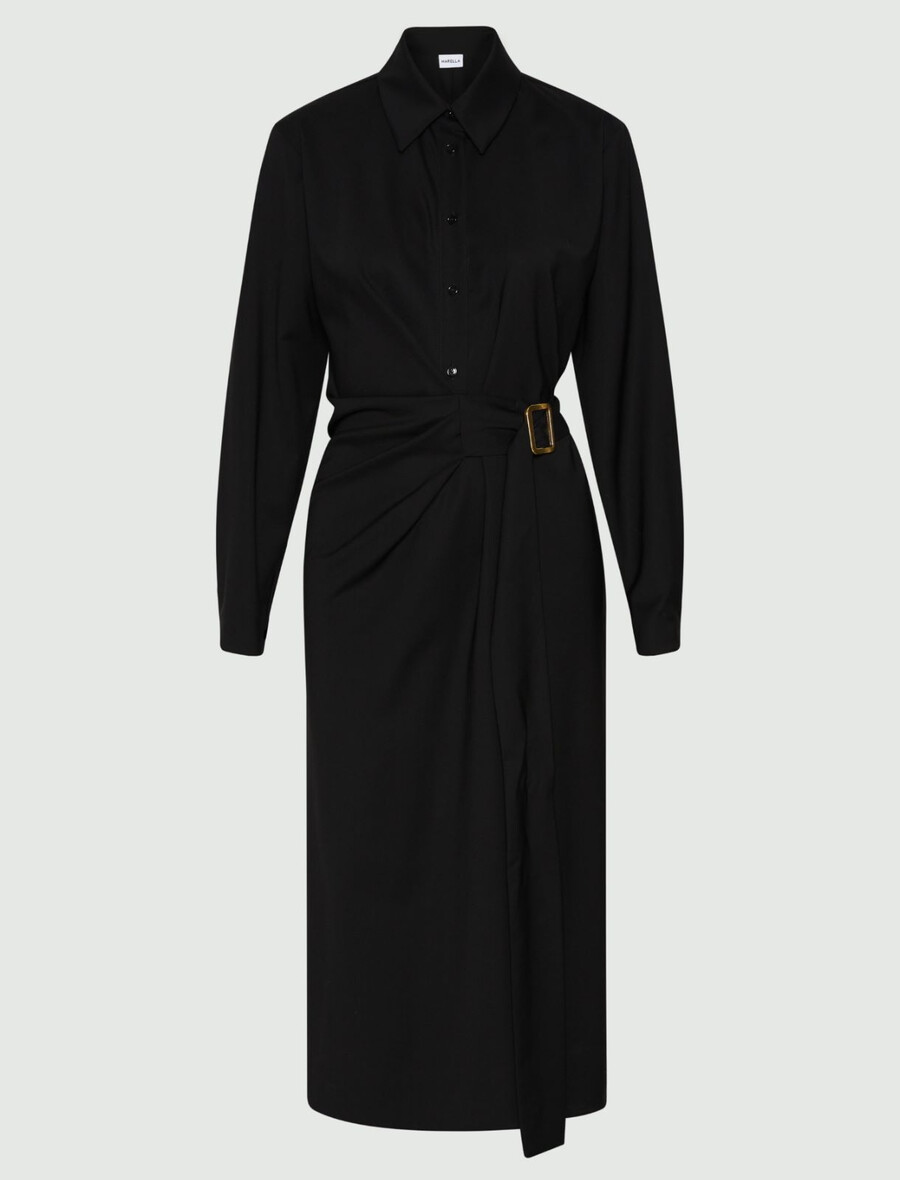 hemdkleid mit seitlicher schnalle - schwarz
