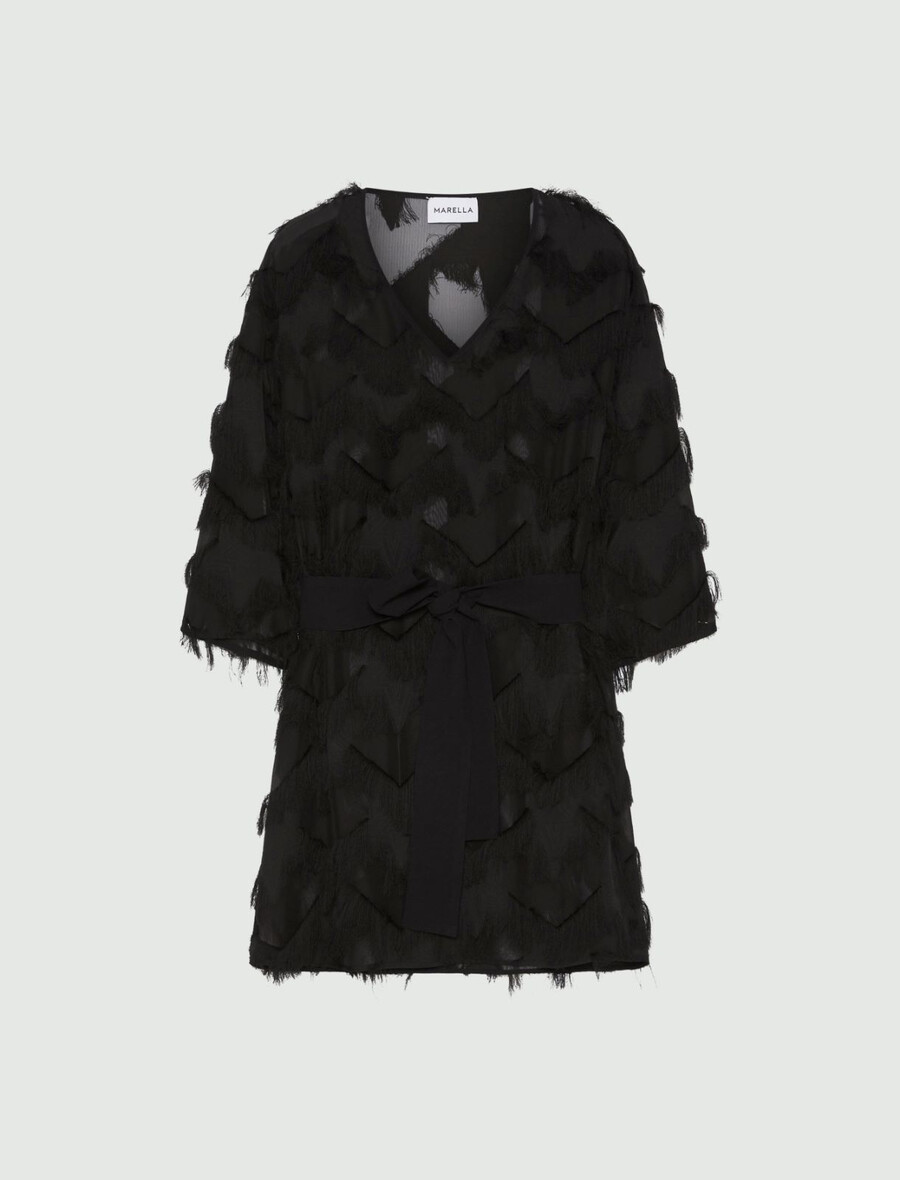 fil-coupé-minikleid - schwarz