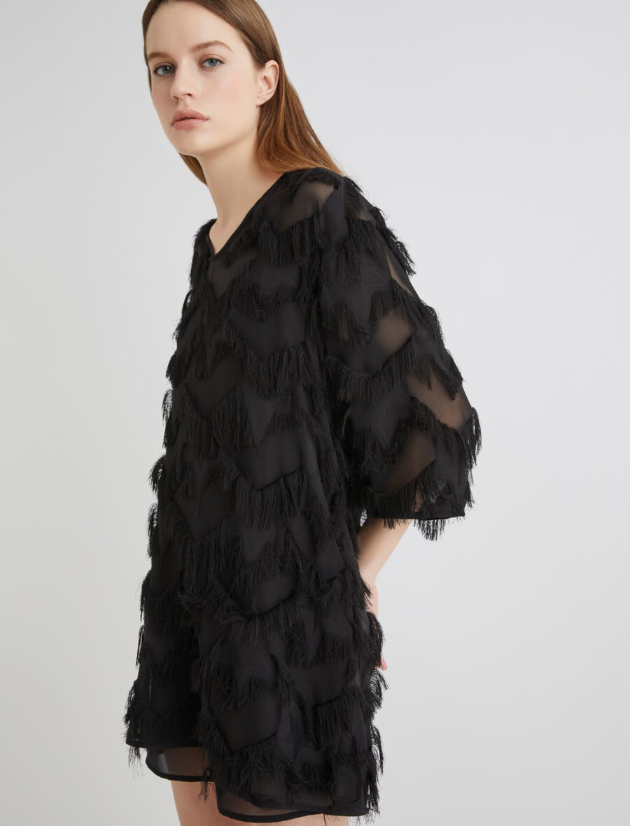 fil-coupé-minikleid - schwarz