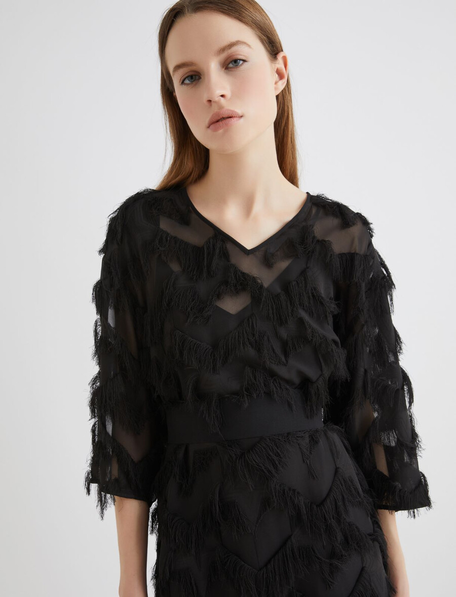 fil-coupé-minikleid - schwarz