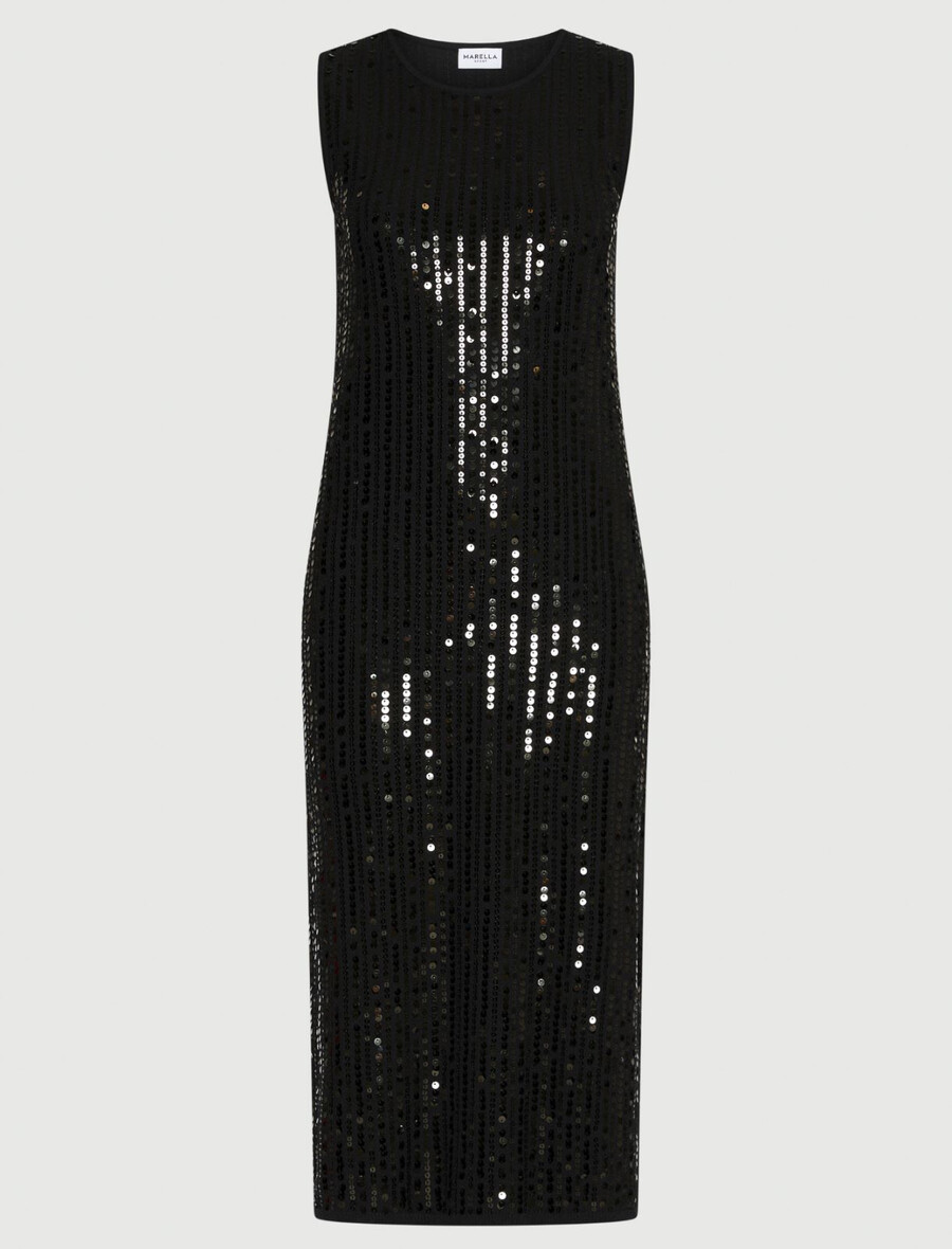 Ärmelloses paillettenkleid - schwarz