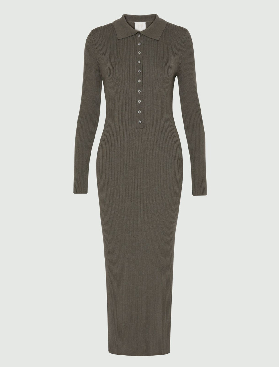 polokleid aus reiner wolle – oliv