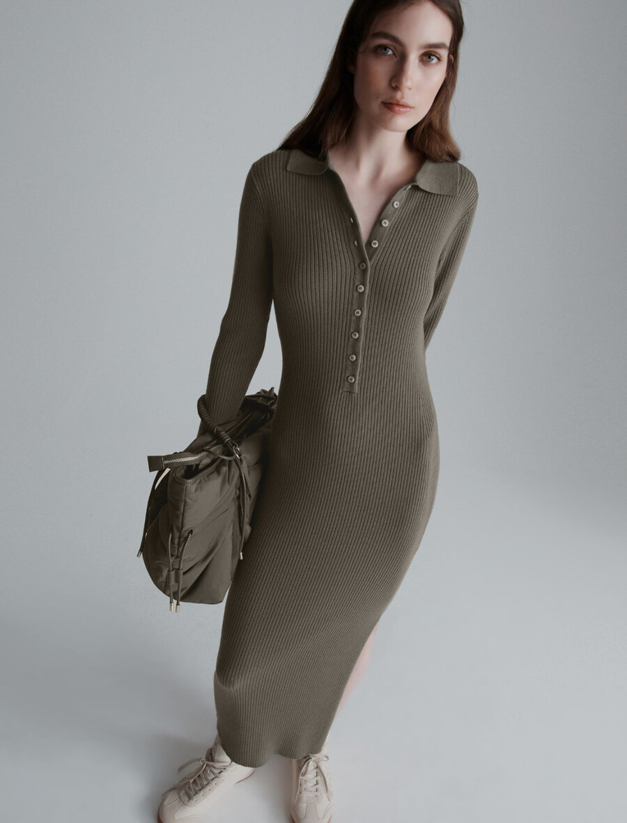 polokleid aus reiner wolle – oliv