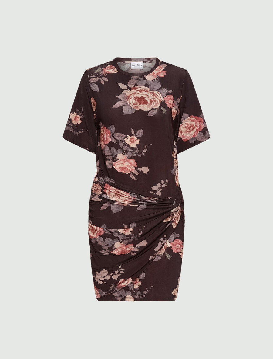 jerseykleid mit raffungen - bordeaux