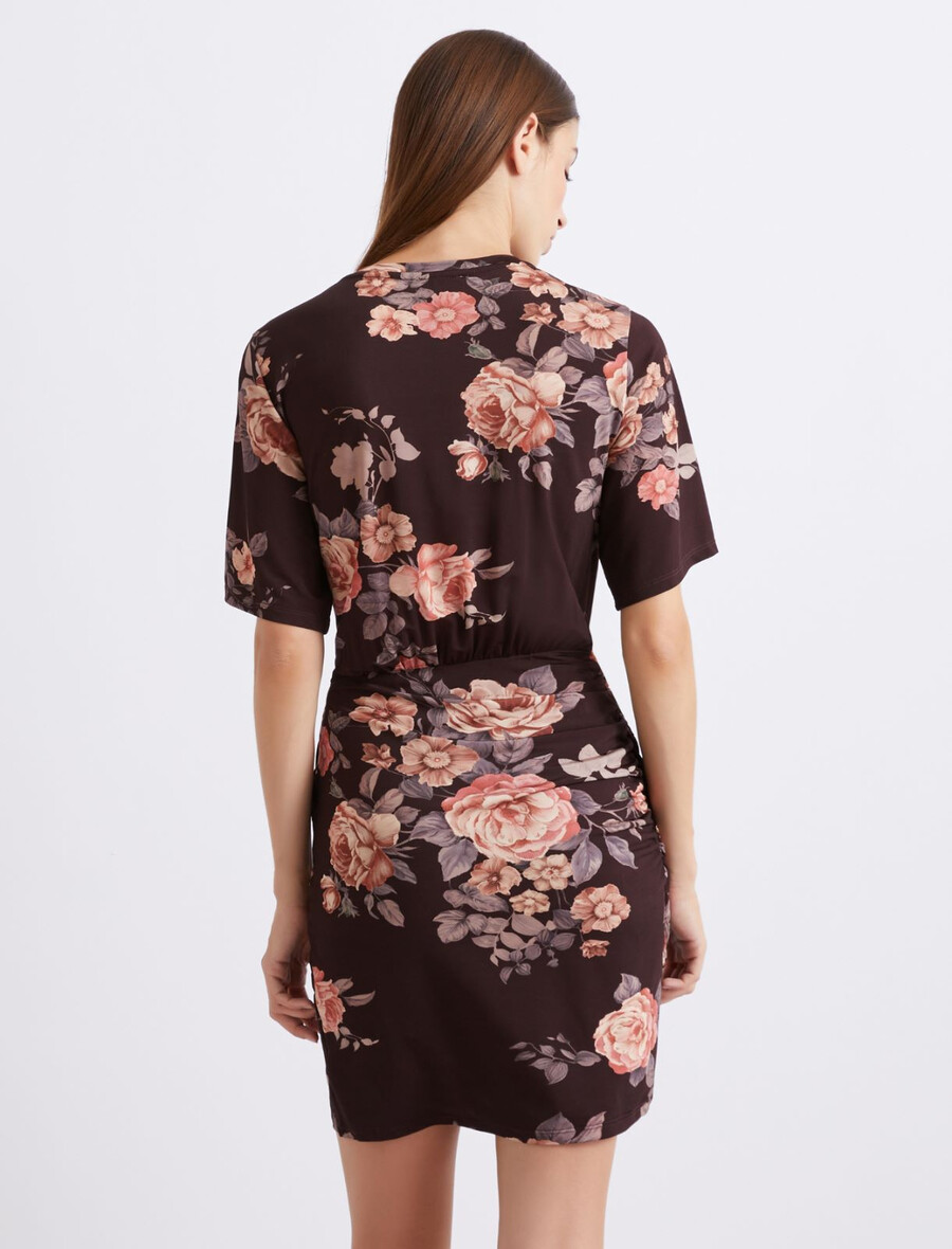 jerseykleid mit raffungen - bordeaux