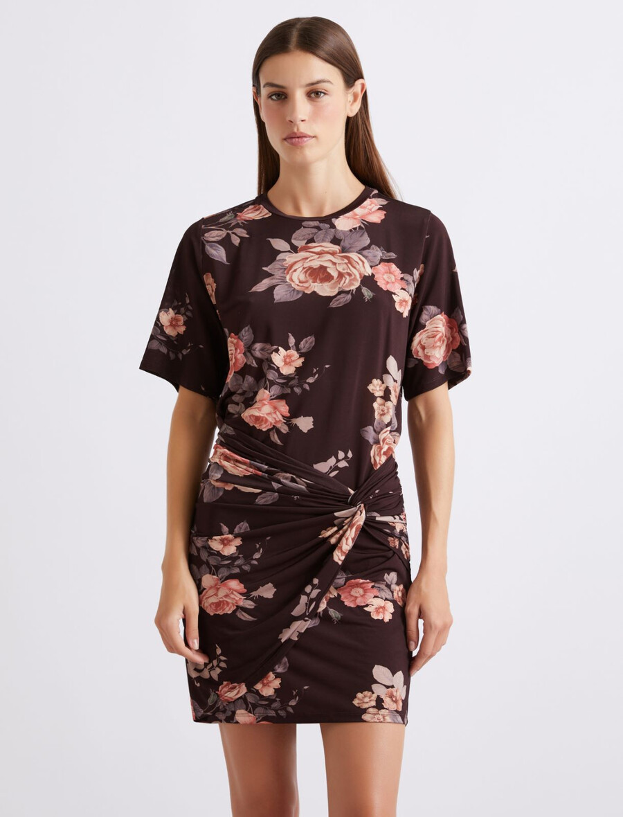 jerseykleid mit raffungen - bordeaux